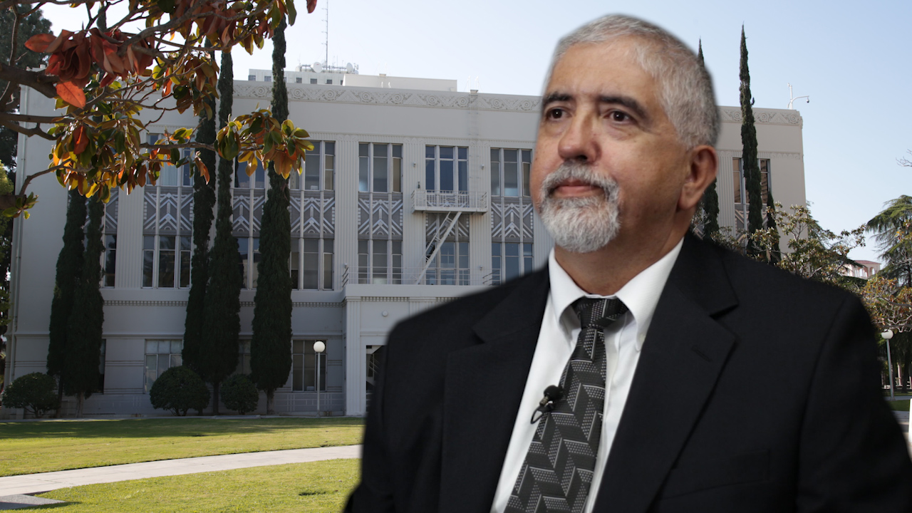 Photo illustration of Oscar Garcia and Fresno County Hall of Records