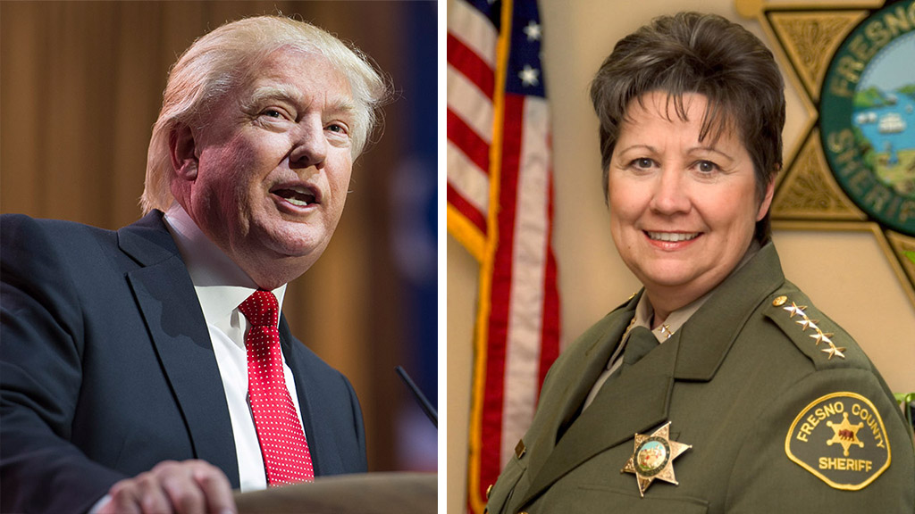 Combo portraits of President Trump and Fresno County Sheriff Margaret Mims