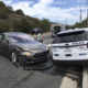 Crashed Tesla and police SUV in Laguna Beach, California