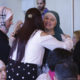 Photo of Muslims hugging at the end of the Ramadan Fast in Fresno, CA.