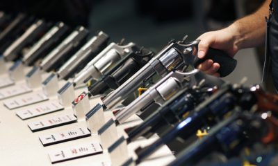 Photo of handguns at a Las Vegas trade show