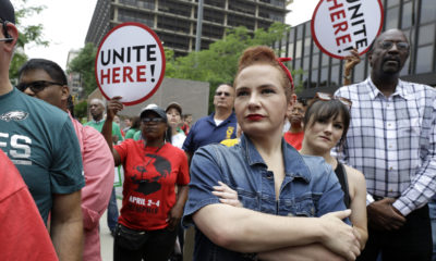 AP Photo of people protesting the Janus decision{