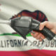 Illustration of gas nozzle in front of California flag