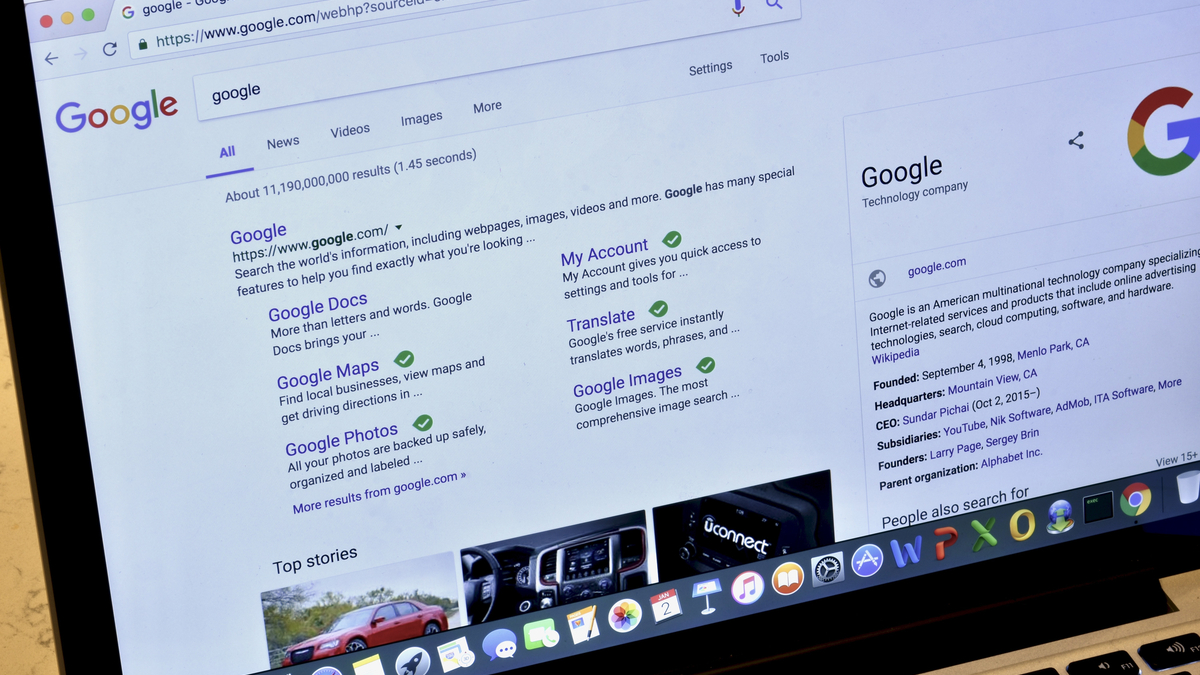 Photo of a Google search on a laptop