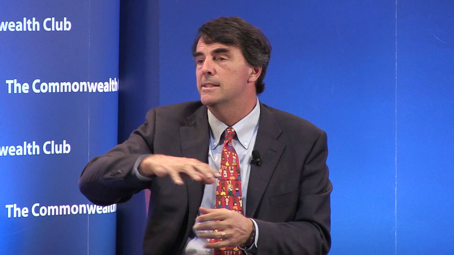 Photo of Tim Draper talking to the Commonwealth Club of California