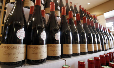 Photo of French wines on a shelf