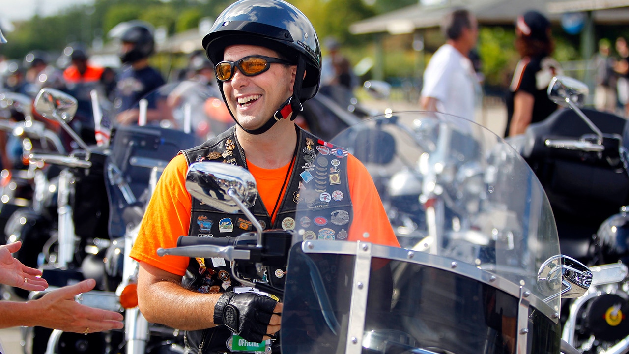 Photo of Gov. Scott Walker before riding in the Harley-Davidson 110th Anniversary Parade in Milwaukee