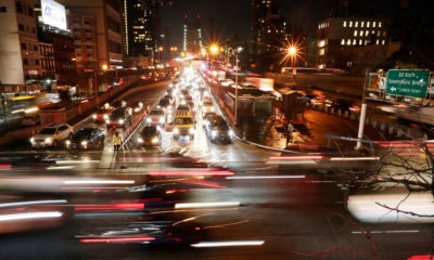 Photo of New York City traffic at night