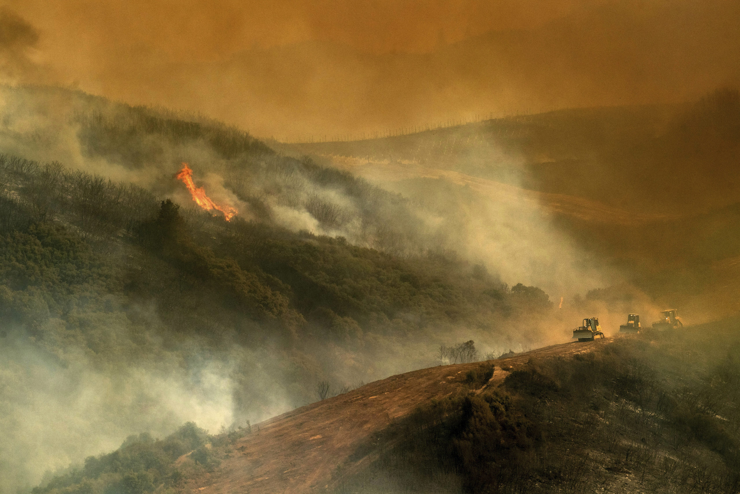 Photo of bulldozers at the River Fire in Northern California