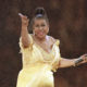 Photo of Aretha Franklin thanking the crowd