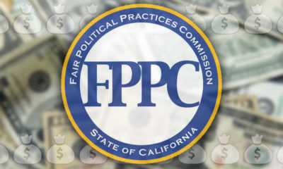 Photo Illustration with Fair Political Practices Commission logo and money
