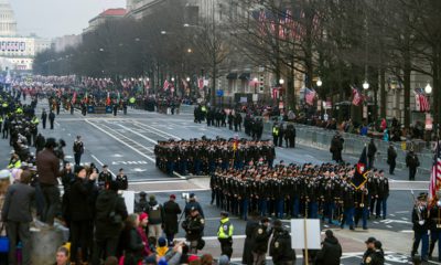 Photo of military units participating in the inaugural parade from the Capitol to the White House in 2017