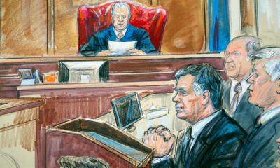 Courtroom sketch of Paul Manafort listening to U.S. District court Judge T.S. Ellis III