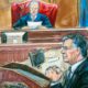 Courtroom sketch of Paul Manafort listening to U.S. District court Judge T.S. Ellis III