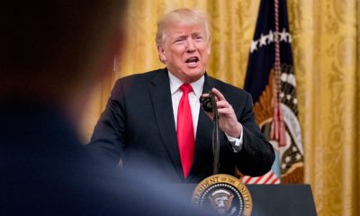 Photo of President Donald Trump speaking at and event to salute ICE officers