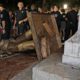Photo of toppled "Silent Sam" statue at UNC after protest