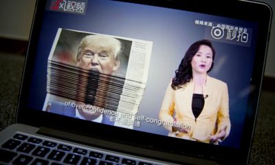 Photo of an online video about U.S.-China trade tensions produced by China's state television broadcaster