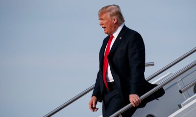 Photo of President Donald Trump walking off Air Force One