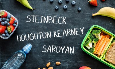 Photo Illustration of health school lunch against a chalkboard