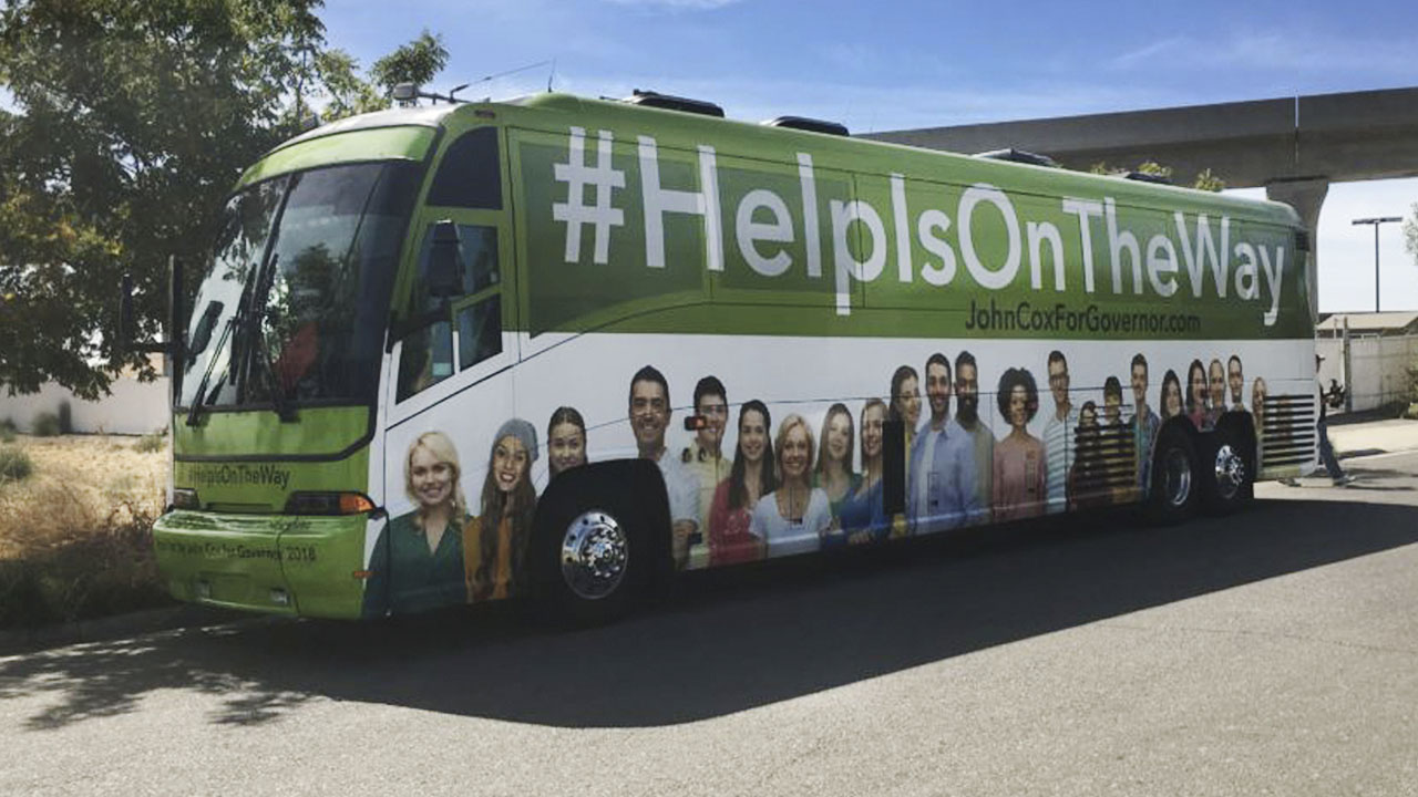 John Cox campaign bus stops in Fresno