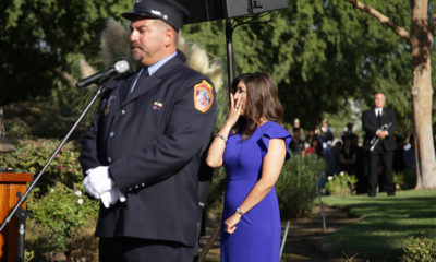 Photo of former New York City firefighter Andy Isolano and ABC 30 news anchor Margot Kim