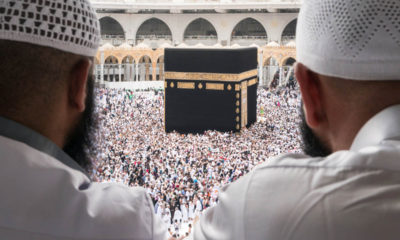 Muslims watching Kaaba in the background of Masjid Al Haram on Jan 28, 2017 in Mecca, Saudi Arabia. Muslims all around the world face the Kaaba during prayer time.