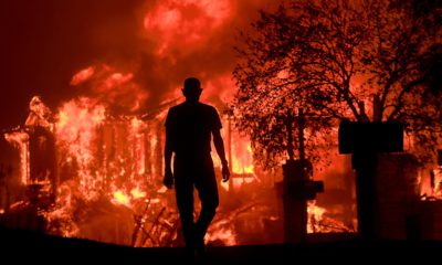 Photo of structures burning in Fountaingrove, CA in 2017