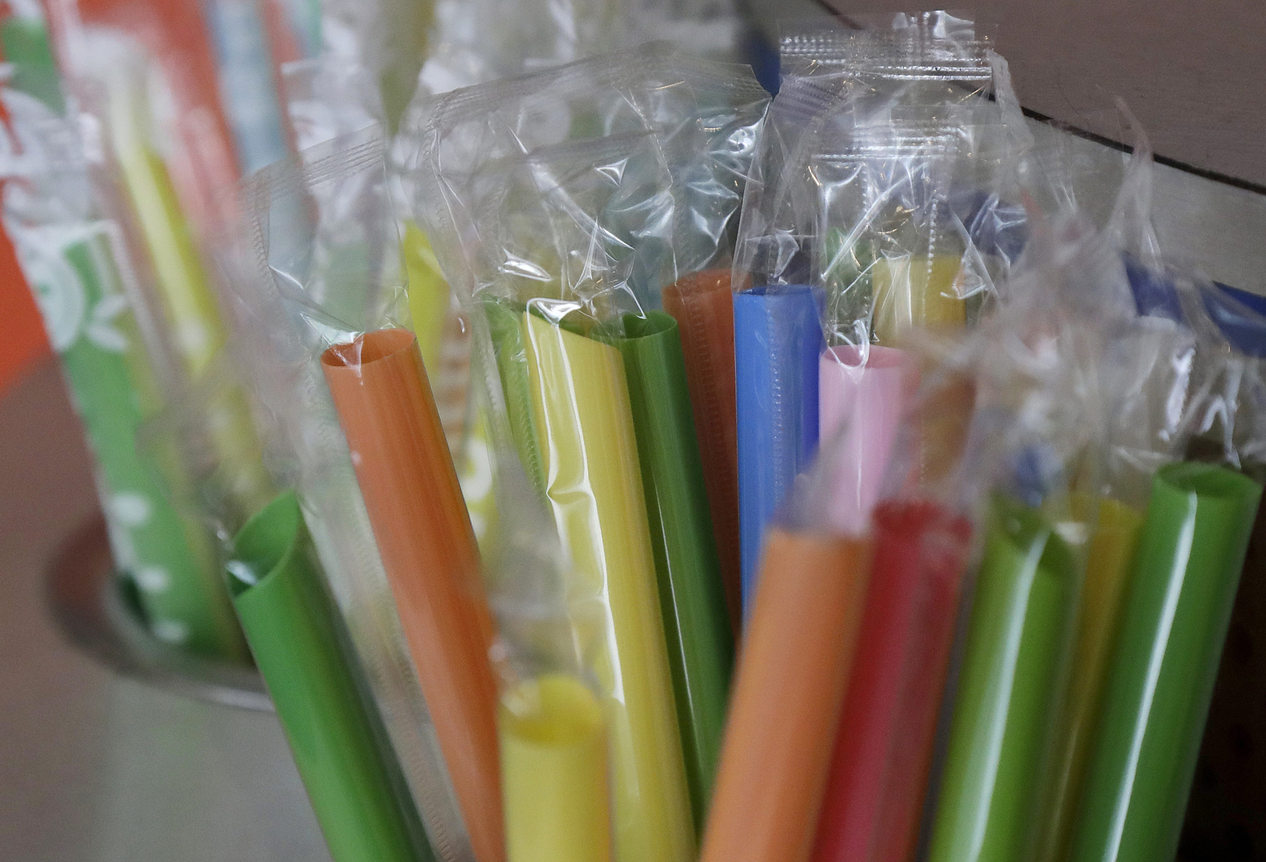 Photo of brightly colored straws