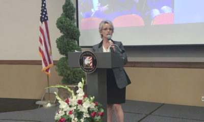 Clovis Unified Superintendent Eimear O’Farrell speaking at breakfast event