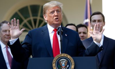 Photo of President Donald Trump as he announces a revamped North American free trade deal