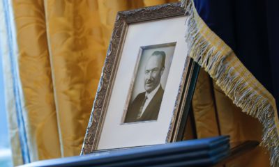Photo of a portrait of President Donald Trump's father Fred Trump