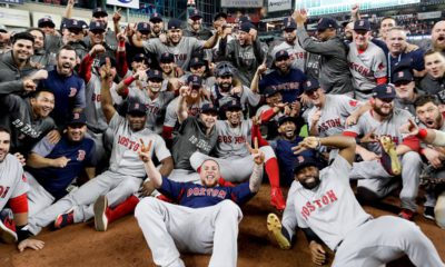 Photo of the Boston Red Sox after winning the ALCS