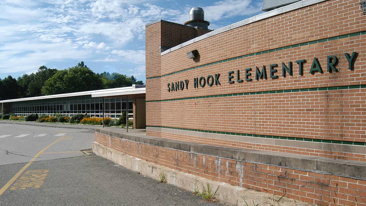 Photo of the exterior of Sandy Hook Elementary School