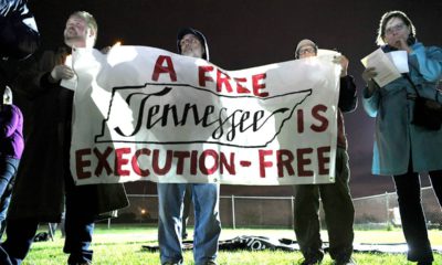 Photo of protesters outside Riverbend Maximum Security Institution