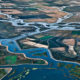 Aerial photo of canals that are part of the Central Valley Project