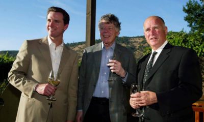 Photo of San Francisco Mayor Gavin Newsom, from left, Gordon Getty and Oakland Mayor Jerry Brown