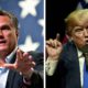 Photo combination of Mitt Romney and President Donald Trump