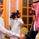 Photo of Crown Prince Mohammed bin Salman, right, shaking hands with Salah Khashoggi, son of Jamal Khashoggi