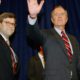 Photo of President George H.W Bush, right, and William Barr