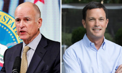 Photo combination of Jerry Brown and Jay Sures