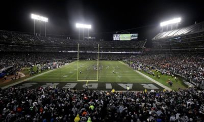 Photo of a general view at Oakland Alameda County Coliseum during the second half of an NFL football game