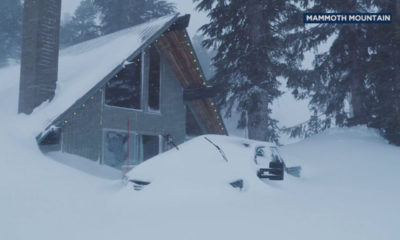 Snow piled nearly roof high at California's Mammoth Mountain