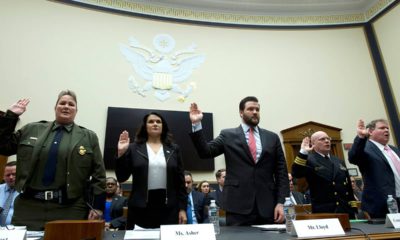 Photo of U.S. Border Patrol, Customs and Border Protection Chief Carla Provost, Acting Executive Associate Director on Immigration and Customs Enforcement Operations Nathalie R. Asher, Senior Adviser Department of Health and Human Services Scott Lloyd, U.S. Public Health Service Commissioned Corps Commander Jonathan White and Department of Justice Director of Executive Office for Immigration Review James McHenry