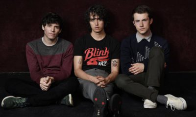 Photo of Braeden Lemasters, left, Cole Preston, center, and Dylan Minnette of the indie rock band Wallows