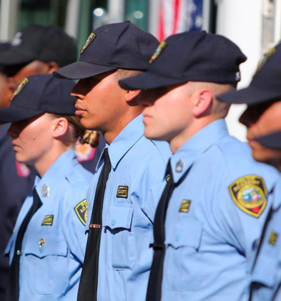 Image of cadets in formation at the Fresno City College police academy