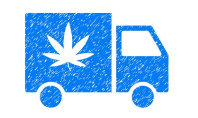 Illustration of cannabis delivery truck