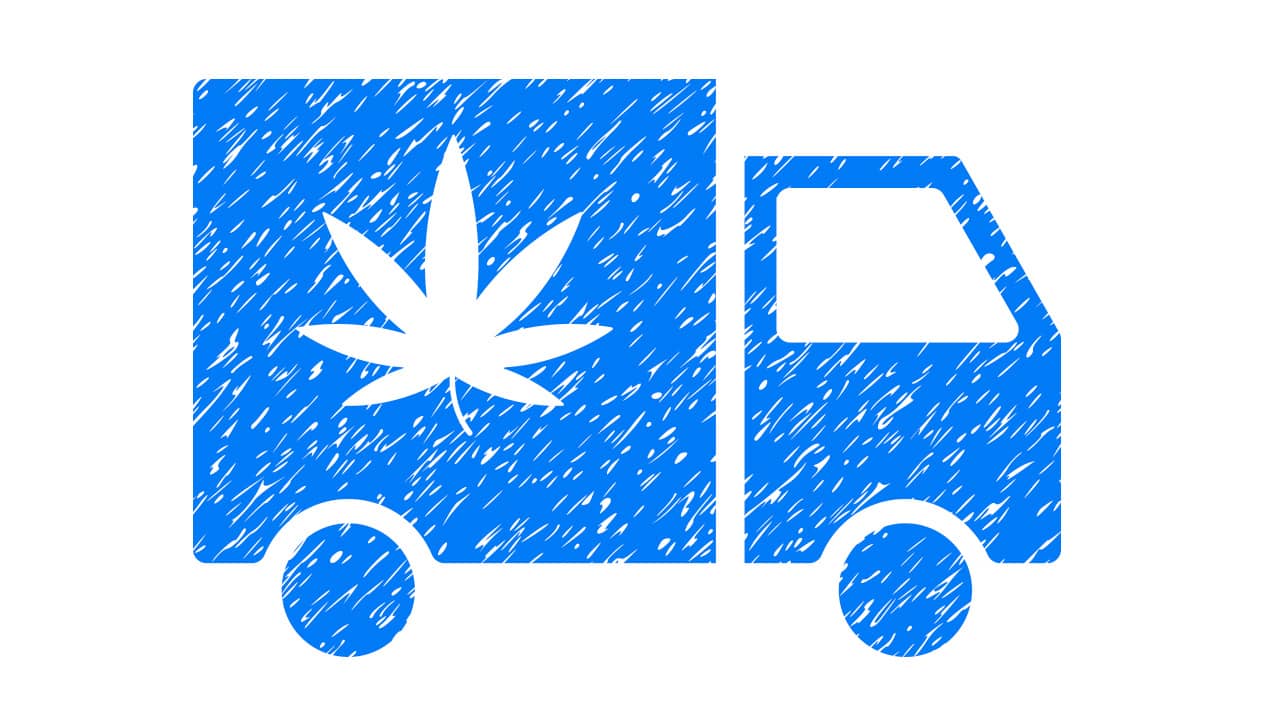 Illustration of cannabis delivery truck