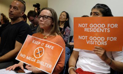 Photo of women opposing proposed homeless shelter
