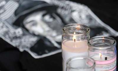 Photo of a makeshift memorial for rapper Nipsey Hussle