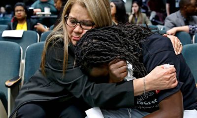 Photo of Elizabeth Medrano Escobedo, left, mother of Christian Escobedo, who was killed by Los Angeles police